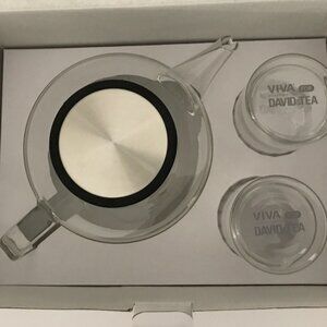 DAVIDs TEA Glass Teapot Set w/ 2 Cups — NIB, Discontinued